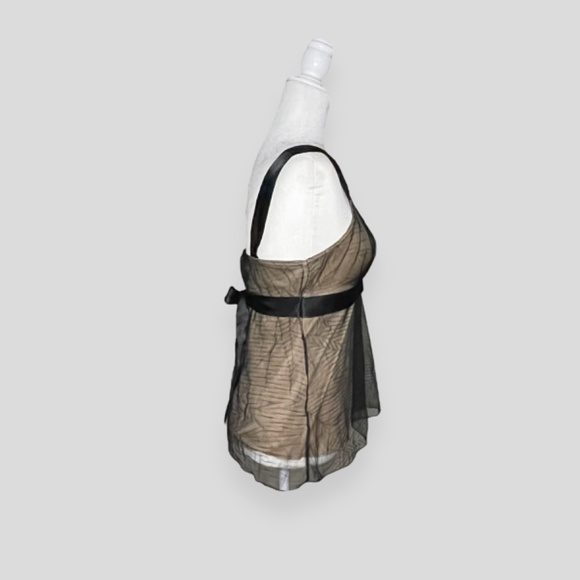 Black & Gold Mesh Overlay Y2K Milkmaid Tie Back Top Size Medium - Picture 3 of 7